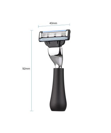 Shaving Razor with PU Storage Bag - Portable Metal Safety Beard Razor & Mustache Removal Tool | Washable & Detachable 3 Blades in Silver - Buy Online on SooperMarket.com