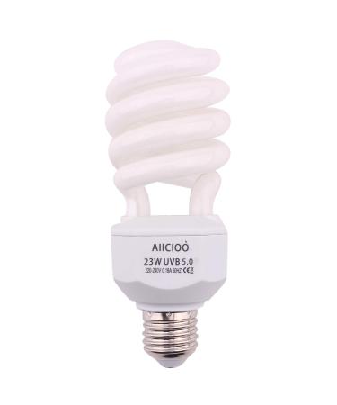 Aiicioo uva uvb lamp turtle terrarium 5.0 23w terra natural light e27 terrariums sunlight lamp for barent dragons lizard leopardgecko 1 pack 23.0 watt