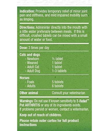 T-Relief Pet Arthritis Relief Tablets for Dog & Cat - 90 Tablets (2 Pack) - Buy Online on SooperMarket.com