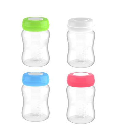 Breast milk bottles 4 pieces of 180 ml breast milk storage bottles large caliber spout-safe breast milk cup bottles with silicone seal
