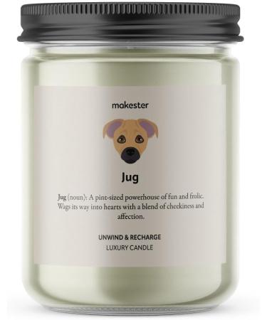 220g Soy Wax Jug Candle with Vanilla Jasmine & Sugared Almond - Dog Candles Gift by Makester - Buy Online on SooperMarket.com
