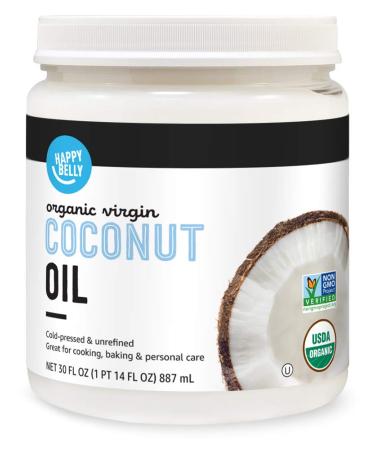 Amazon Brand - Happy Belly Organic Virgin Coconut Oil, 30 Fl Oz