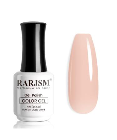 RARJSM Milky Rose Gel Nail Polish LED UV Gel Soak Off Clear Nude Pink French Manicure Light Pink Jelly Nail Gel Polish Varnish Curing Requires 1pcs 15ml for Home Salon Nail Art DIY