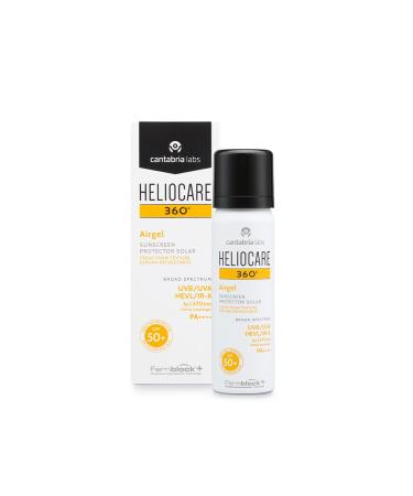 Heliocare 360 Airgel SPF50+ 60ml | Mousse Sunscreen for Face & Neck | UVA UVB Visible Light Infrared-A Anti-Ageing Sun Protection | Suits All Skin Types | Matte Finish | Supercharged with Antioxidants