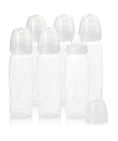 Evenflo Feeding Premium Proflo Vented Plus Polypropylene Baby Newborn and Infant Bottles - Helps Reduce Colic - Clear 8 Ounce (Pack of 6)