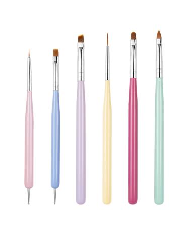 Sularpek 6Pcs Nail Art Brushes Set Builder Gel Brush for Nails Nail Art Design Pen Painting Tools with Nail Extension Gel Brush  Builder Gel Brush Nail Fine Liner Brushes and Nail Dotting Pen