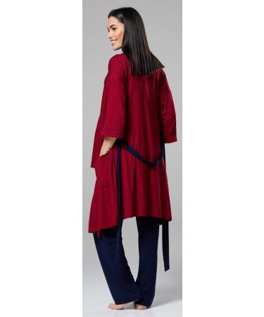 Happy Mama Women's Maternity Nursing 3pcs Nightwear Set - Crimson & Navy - Buy Online on SooperMarket.com