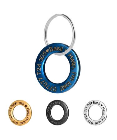 LYL Dog Tag for Stainless Steel with Deep Engraving Front and Back Ring Shape (Blue M) Blue M