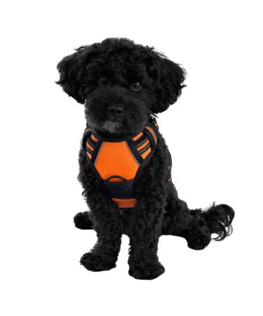 Dog harness for small and medium -sized dogs reflective made of nylon - anti -train dishes ideal for training units with puppies - breathable mesh upholstery (orange gr. L) l orange