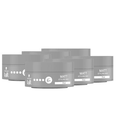 Schwarzkopf Taffel Styling Wax Matt (6 x 75 ml) Haarwax for matt finish with long-lasting hold gently for hair and scalp vegan hair styling wax 150 ml (6 Pack)