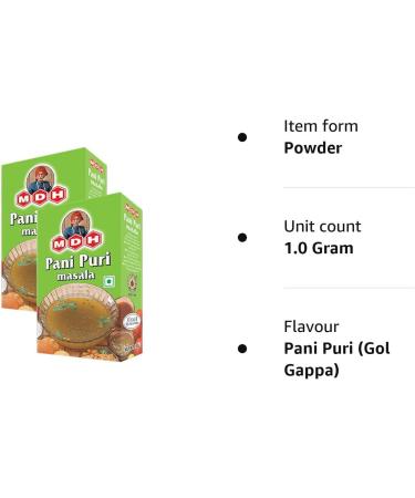 MDH Pani Puri (Gol Gappa) Masala 100g (Pack of 2) - An Important Ingredient In preparation of Pani Puri water - Aromatic And Flavoful Blend Of Spices Pani Puri (Gol Gappa) 100 g (Pack of 2) - Buy Online on SooperMarket.com