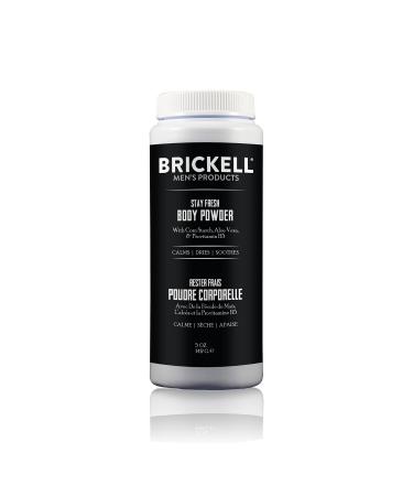 Brickell Men's Products Stay Fresh Body Powder for Men, Natural and Organic Talc-Free, Absorbs Sweat, Keeps Skin Dry Unscented, 5 oz Unscented 5 Ounce