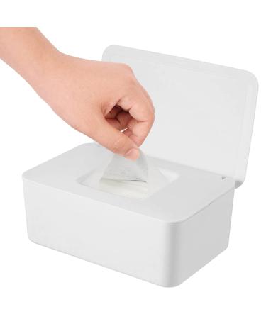 Wipes Dispenser, Wipe Holder for Baby & Adult, Seposeve Refillable Wipe Container, Keeps Wipes Fresh, Far from Dirty Wipes, Easy Open/Close Wipes Pouch Case, White