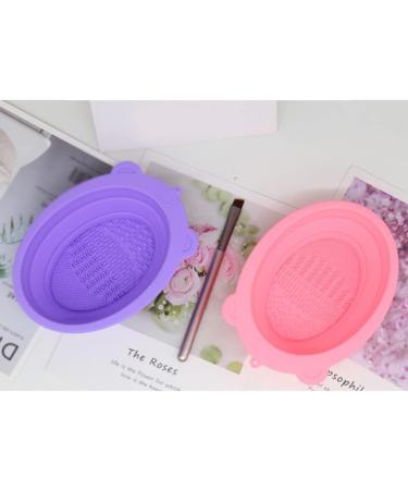 Makeup Brush Cleaning Mat Foldable Brush Cleaner Bowl Silicone Brush Cleaner Pad for Sponge Pink Cleaning pads - Buy Online on SooperMarket.com