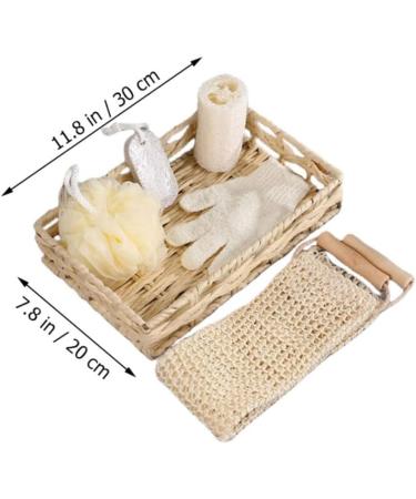 PLAFOPE 3-Piece Bath Flower Set with Rectangular Basket and Body Scrubber - Body Cleaning Kit with Loofah - 30x20cmx3pcs - Buy Online on SooperMarket.com