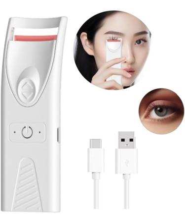 MRNHA White YJ02 Eyelashes Curls Portable Small Electric Heated Eyelash Curler Long Lasting Electric Heated Comb Makeup Tool - Buy Online on SooperMarket.com