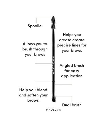 Duo Eyebrow Brush by Madluvv - Professional Angled Brush & Spoolie for Precision Defining & Shaping | Ideal for Makeup Artists & Beauty Enthusiasts | International Shipping Available - Buy Online on SooperMarket.com