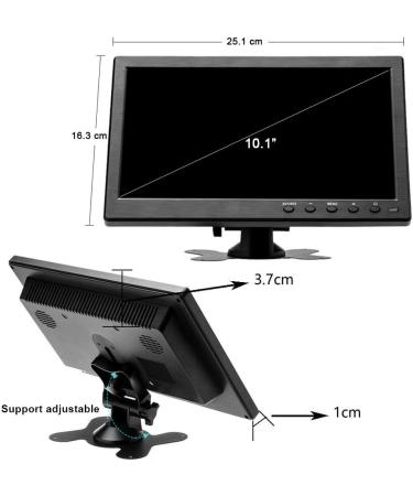 Hikity 10 Inch Portable HDMI Monitor with BNC, VGA, HDMI Inputs - Built-in Speakers for PC, CCTV, Security Camera - Remote Control - Ideal for Raspberry Pi & X-Box - Buy Online on SooperMarket.com
