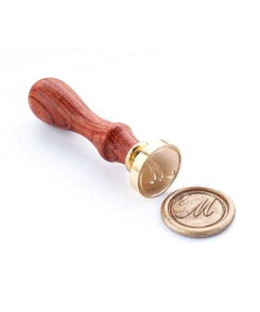 VOOSEYHOME Initial Letter Handwritten Alphabet M Wax Seal Stamp with Rosewood Handle Decorating on Gift Packing Invitation Mail Envelope Card Book for Birthday Themed Parties Weddings Signatures Letter M