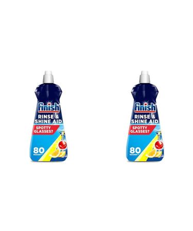 Finish | Finish Dishwasher Rinse & Shine Aid | Lemon| 400ml | For Drier Glasses and Spot Prevention (Pack of 2)