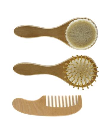 KOMBIUDA 1 Set Head- Head Hugging Care Bristles Bathing Washing Infant Organic Hair Wooden New Wool Scalp Girls with Boy Comb Supplies Shampoo Hairbrush for Natural Toddler Newborn Kids