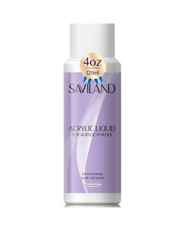 Saviland 4 oz Acrylic Liquid for Acrylic Powder System Professional Acrylic Nail Supplies Non-Yellowing Low Odor for Nail Salon Home DIY A2-Acrylic Liquid 4Oz