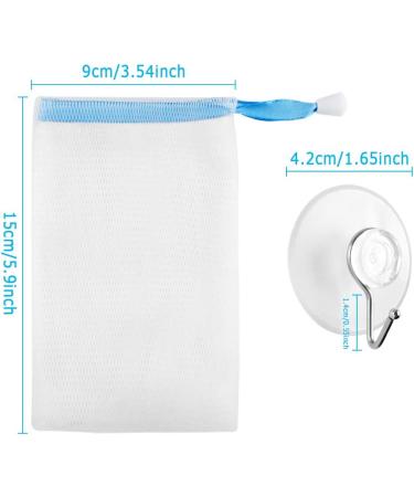8 Pieces Soap Net Bag with 5 Pack Suction Hook Mesh Soap Saver Bags Soap Pouch Double Layer Foaming Net with Drawstring for Foaming Drying Soap - Buy Online on SooperMarket.com