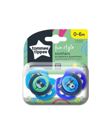 Tommy Tipee Fun Style Soother Symmetrical Orthodontic Design BPA-Free Silicone 0-6m Pack of 2 Dummies Colors May Vary multicolored 0-6m