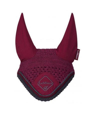 LeMieux Classic Crochet Fly Hood with Comfortable Lycra Ears - Sport Horse Wear for Competitive Rider Medium Mulberry