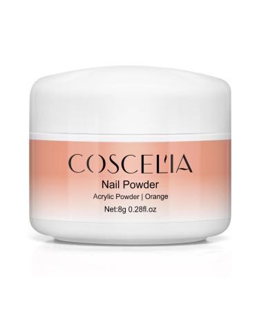 COSCELIA Acrylic Powder for Nails Dark Orange 8g for 3D Acrylic Nail Extensions No Lamp Needed 042cm