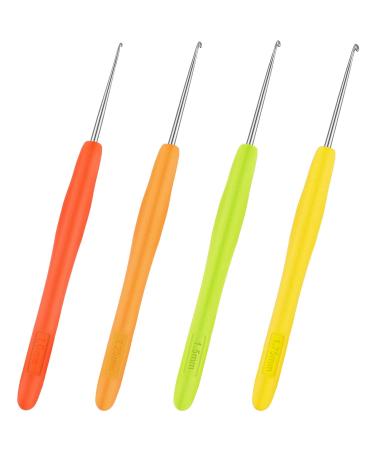 4 Pieces Hair Needles Crochet Hooks Precision Metal Needles Crochet Knitting Needles with Soft Handles, 1 mm, 1.25 mm, 1.5 mm, 1.75 mm, 4 Colors