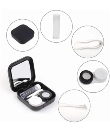 Herchr Portable Contact Lens Container Kit with Mirror - Colorful Mini Storage Box Holder for Travel (Black) - Buy Online on SooperMarket.com