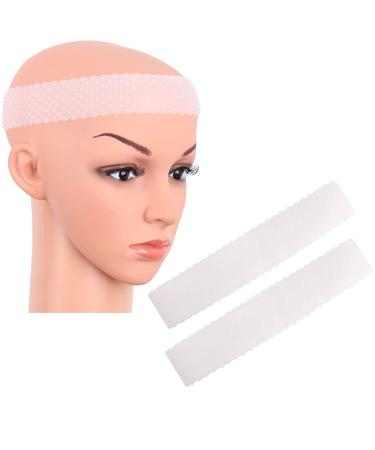 MapofBeauty 2 Pieces Non Slip Silicone wig Grip Band Headband Hold Wig Men Women Sports Yoga (White)