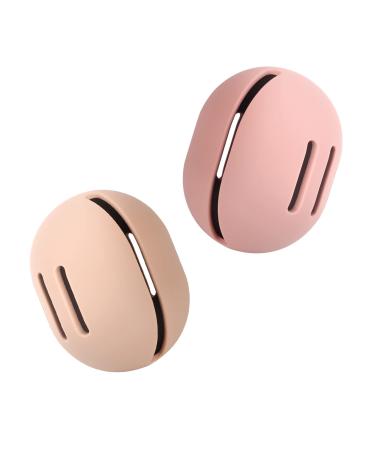 FERYES 2 PCS Makeup Sponge Holder - Silicone Beauty Blender Case Makeup Sponge Holder for Travel 2 Pcs Khaki+Pink
