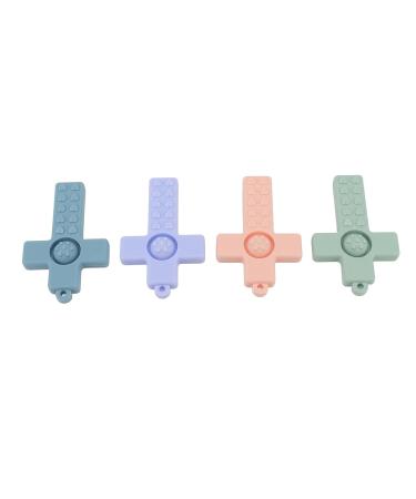 4 PCS Baby Teething Ring - Odorless Silicone Teething Relief Chew Toy for Toddlers with Neck Strap - Colorful and Safe - Buy Online on SooperMarket.com
