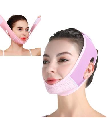 Double Chin Reducer Face Slimming Strap Neck Lifting Support and Compression Mask V Line Face Lifting Tape Strap with Adjustable Faster Tape Doule Chin Reducer Face Shaper Bandage (Purple) Violett