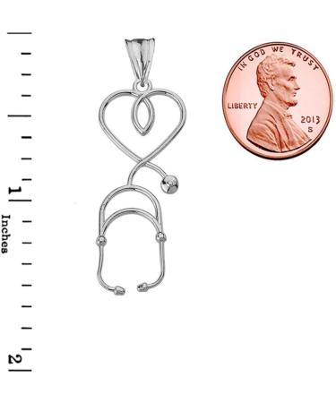 Fine 10k White Gold Heart-Shaped Stethoscope Pendant | International Shipping Available - Buy Online on SooperMarket.com