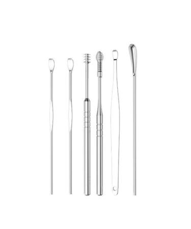 Ear Scoop 6-Piece Set of Ear Picking Tools Adult Ear Pick Ear Scoop Stainless Steel Portable Keychain Ear Scoop
