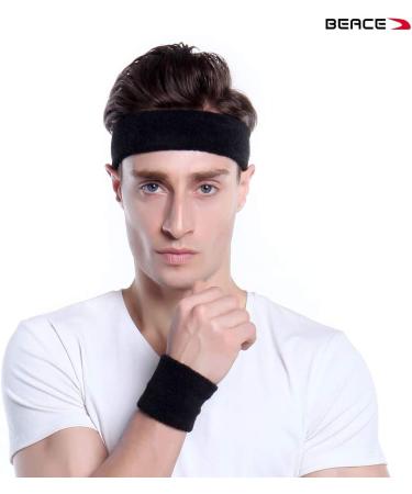 BEACE Sweatbands - Moisture Wicking Headband for Tennis, Basketball, Running - Unisex Sports Sweatband in Black/White/Gray - Buy Online on SooperMarket.com