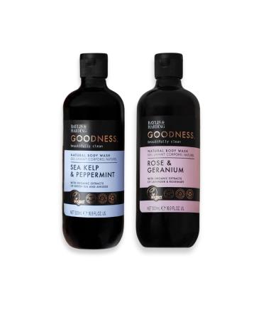 Baylis & Harding Goodness Body Wash Rose & Kelp Scent. Natural Body Wash Set 98% Naturally Derived Dermatologist Approved Vegan.