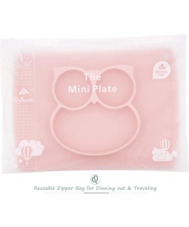 Qshare Toddler Plate | Portable BPA-Free Silicone Suction Plate for Kids | Dishwasher & Microwave Safe | 11x8x1 inch | Cream Pink - Buy Online on SooperMarket.com