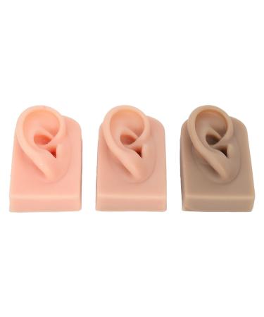 ZJchao 3Pcs Silicone Ear Model Soft Flexible Right Ear 3 Colors Soft Silicone Ear Model Ear Model Simulation Display Props Tools Authentic Modeling Practical Silicone Ear Model
