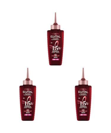 L'Or al Paris Elvital Serum against hair loss due to hair breakage for weak brittle hair with 1.5% aminexil caffeine and arginine full resist anti-hair loss hair fluid 1 x 102 ml 102 ml (3 Pack)