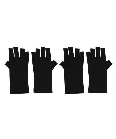 Fingerless UV Protection Manicure Gloves 2 Pairs UV Gloves Excellent Elasticity Art UV Blocking Gloves for Nail Gel Dryer Professional Fingerless Gloves for Protecting Hands from UV Nail Lamp Black