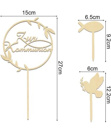 Buy Charming Cake Topper for Confirmation & Communion | Wood Baptism Fish Decoration - 3PCS Set for Girls - Buy Online on SooperMarket.com
