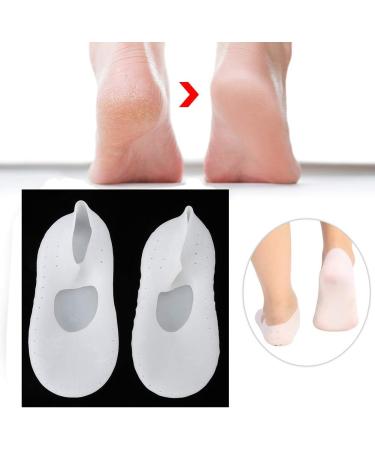 1 Pair Silicone Gel Moisturizing Socks Relieve Plantar Fasciitis Pain Heel Silicone Socks Foot Anti-Cracking Protector Foot Care Tool Prevention Socks (L-White) - Buy Online on SooperMarket.com