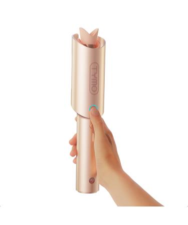 Cordless Automatic Curling Iron 1 Inch - TYMO CURLGO Rotating Curling Wand Anti-Scald & Tangle-Free for Easy Curls Ceramic Travel Hair Curler Portable Rechargeable & Dual Voltage for 14 -22 Hair Gold Blush