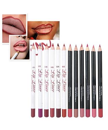 Waterproof Lip Liner Set - 12 Vibrant Colors | Long-Lasting Lipstick Cosmetic for Stunning Makeup - Buy Online on SooperMarket.com