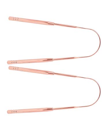 Pack of 2 tongue scrapers stainless steel U-shaped tongue cleaner for oral hygiene (rose gold)
