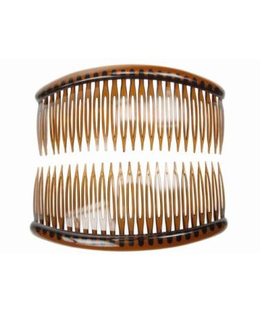 2 Pack of Large Tort Brown 12cm Plain French Side Hair Combs Slides Grips Clips Hair Accessories for Women Girls by Glitz4Girlz